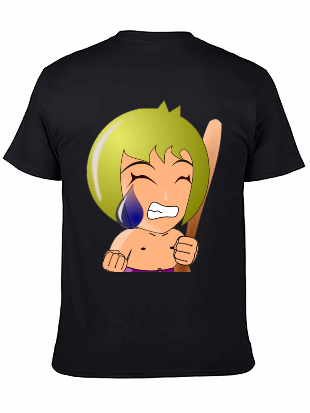 Cartoon Warrior Graphic Tee - Black