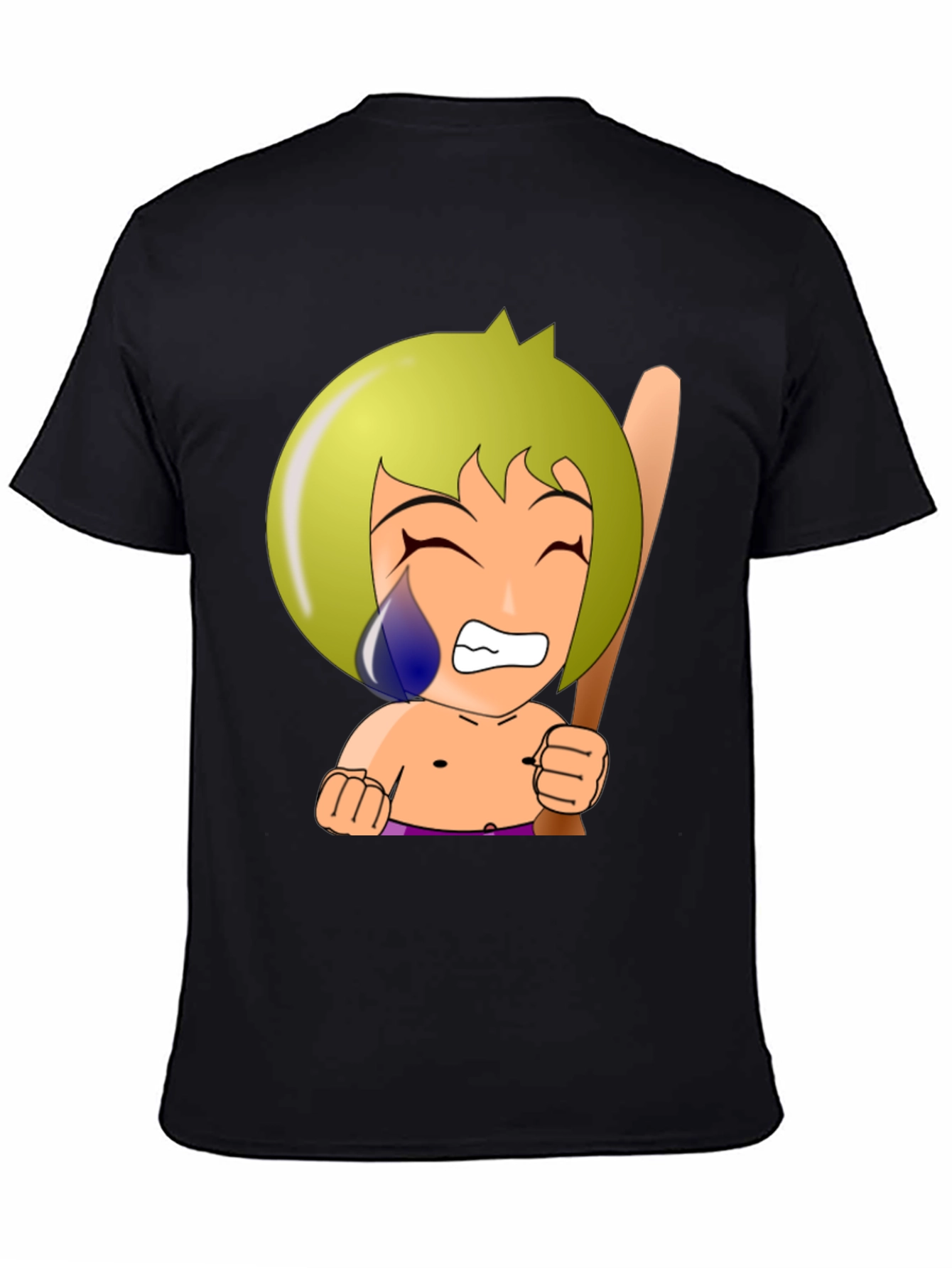 Cartoon Warrior Graphic Tee - Black