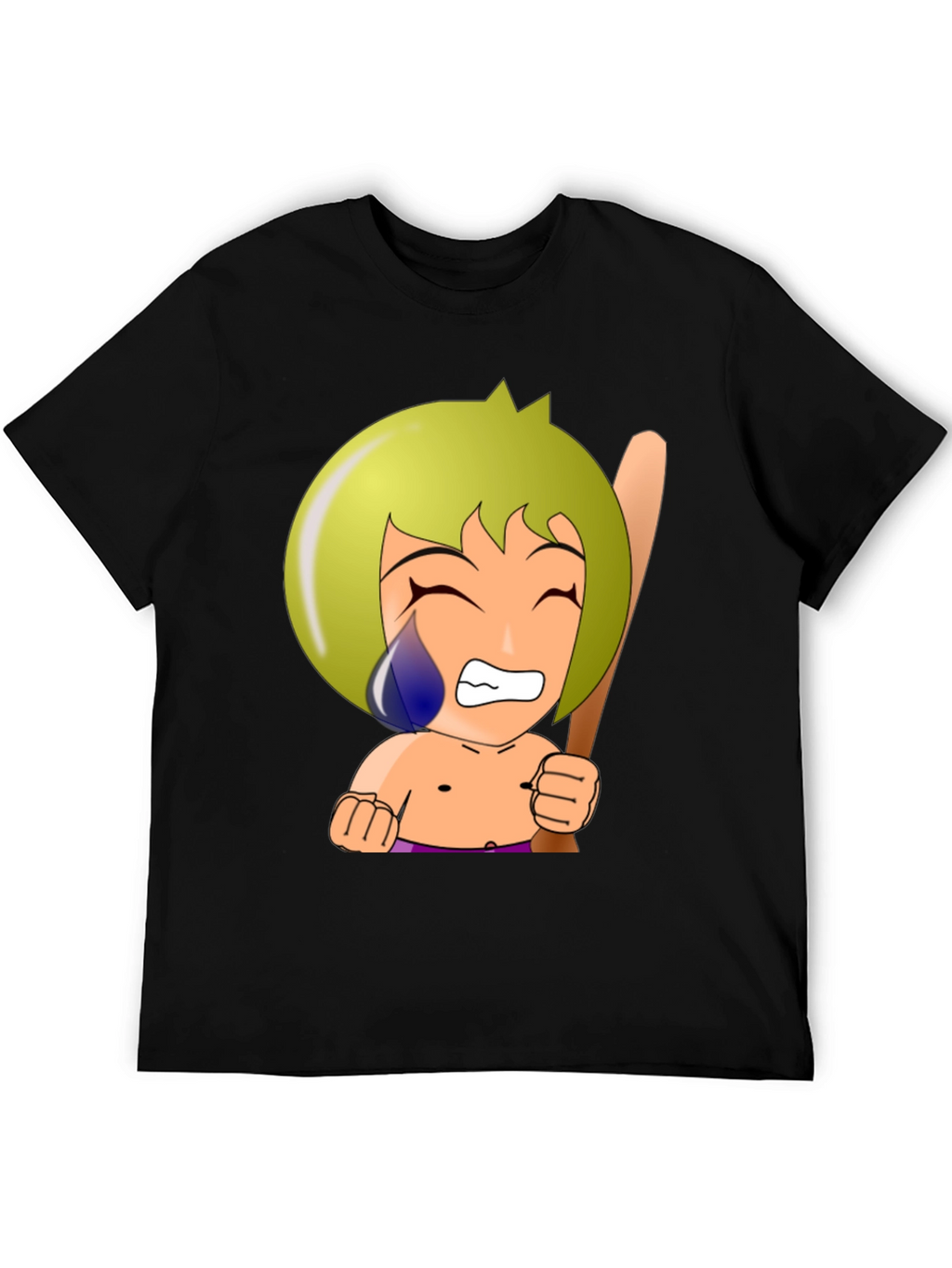 Cartoon Warrior Graphic Tee - Black