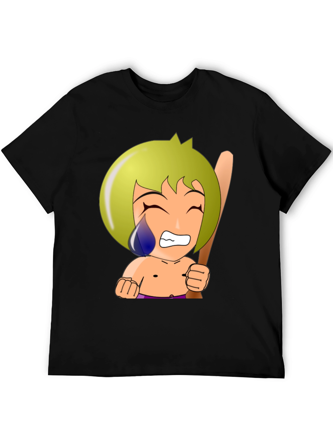 Cartoon Warrior Graphic Tee - Black