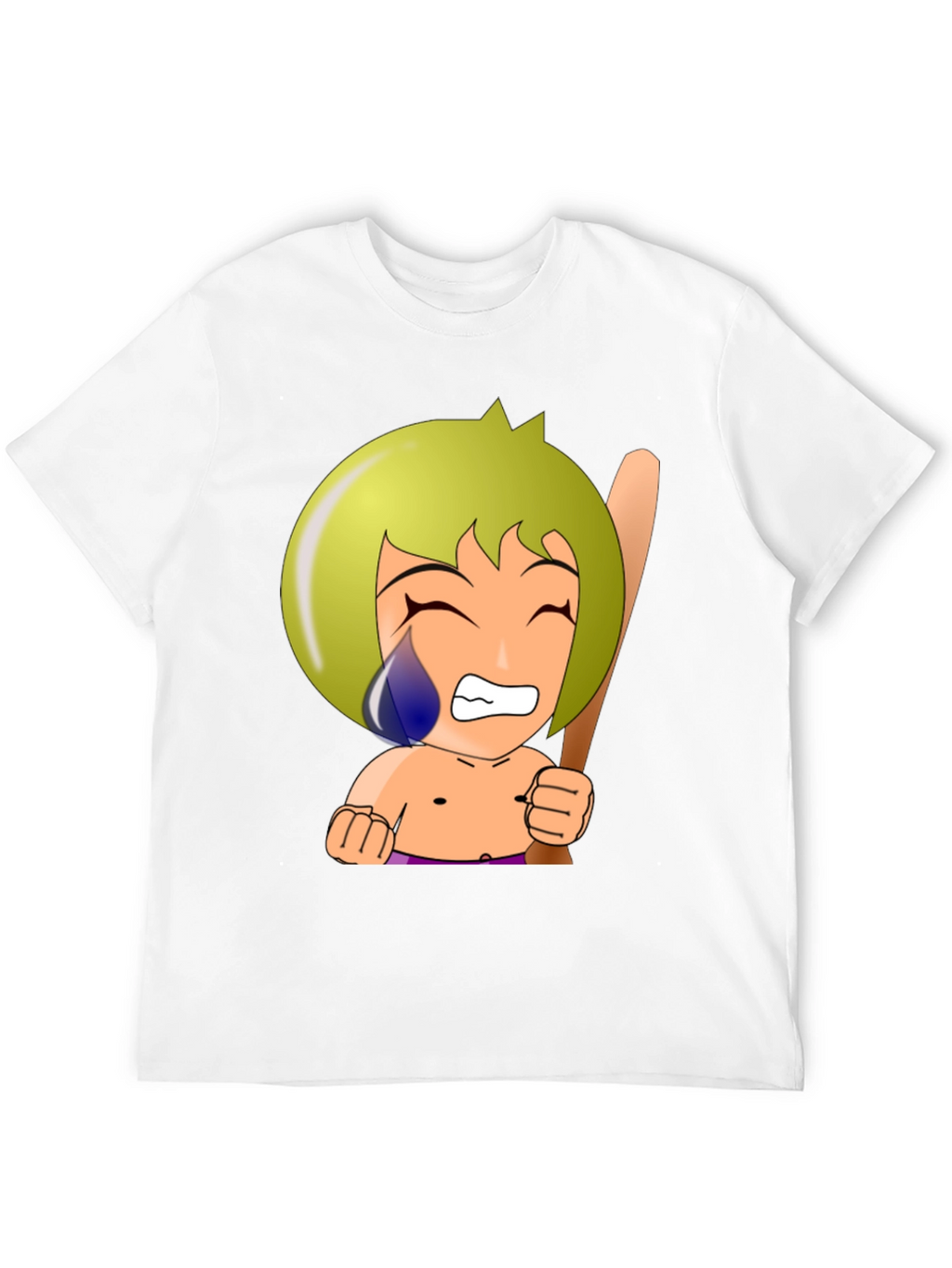 Cartoon Warrior Graphic Tee - Black