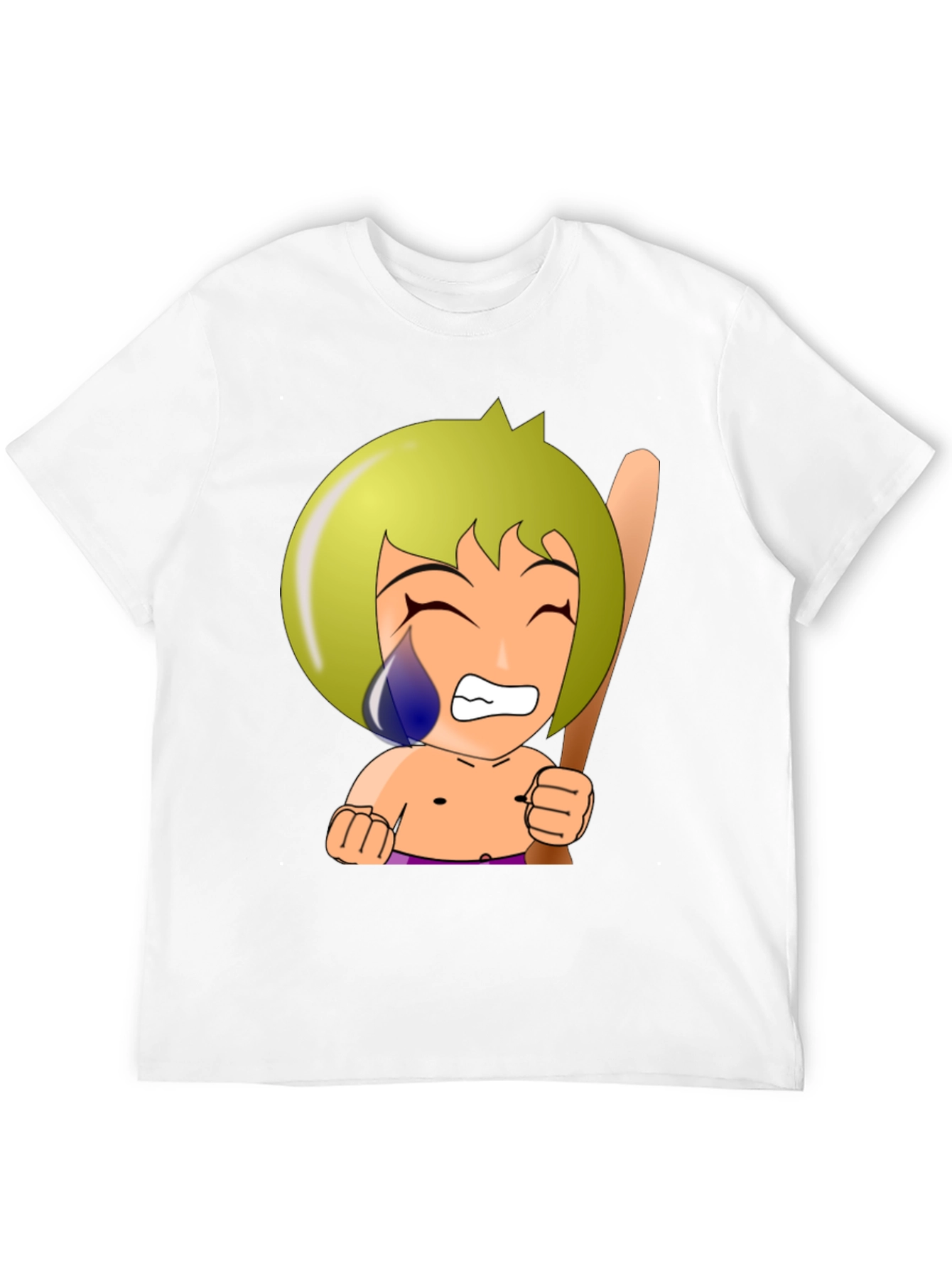 Cartoon Warrior Graphic Tee - Black