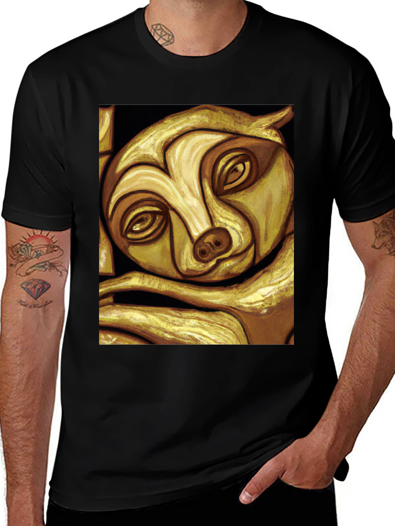 Golden Sloth Graphic Tee - Unique Animal Art