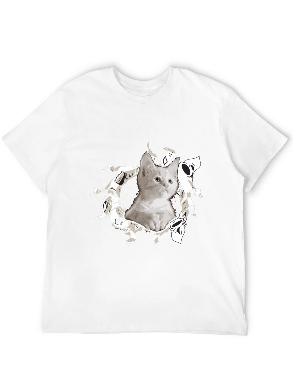 Cute Kitten Graphic Black T-Shirt