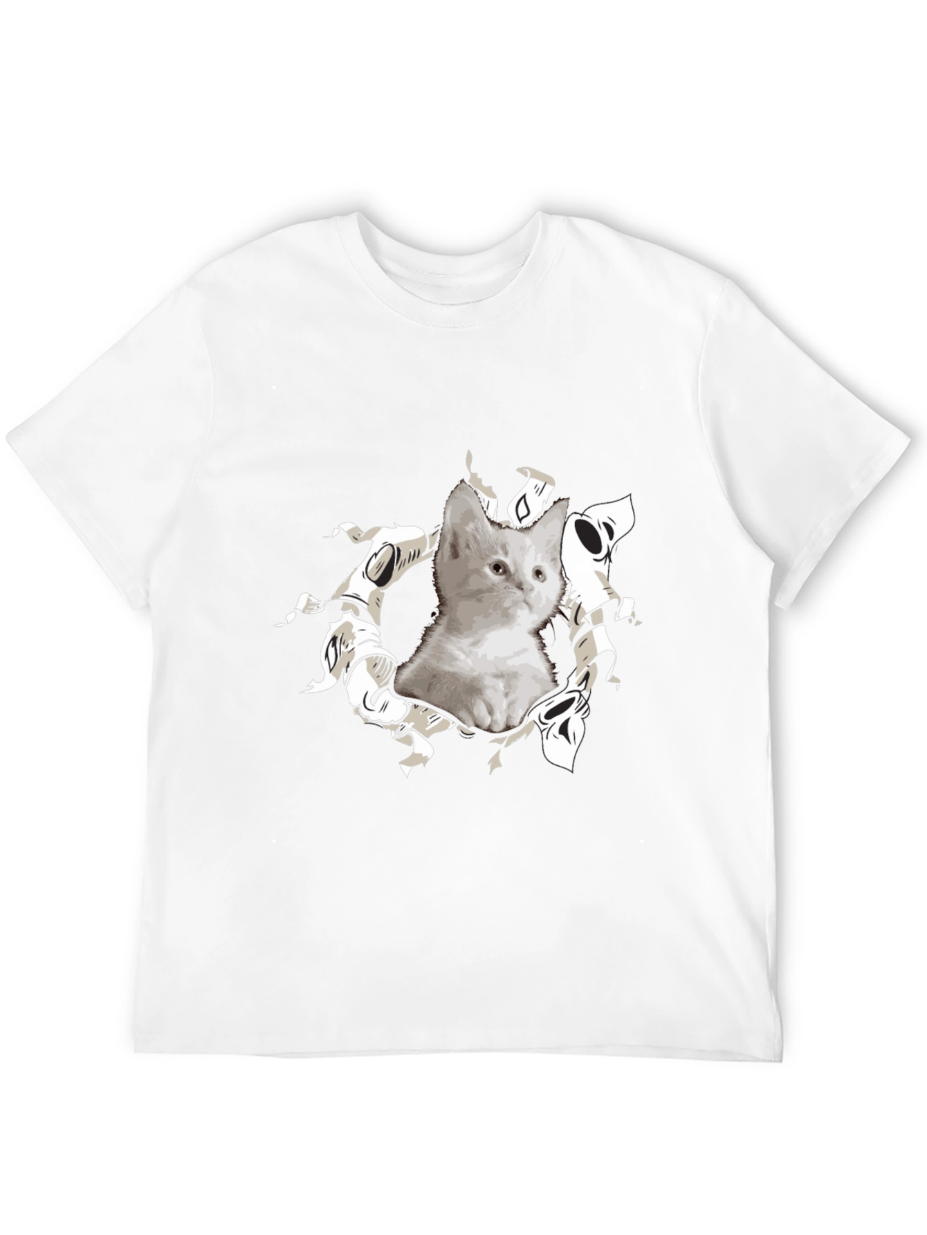 Cute Kitten Graphic Black T-Shirt