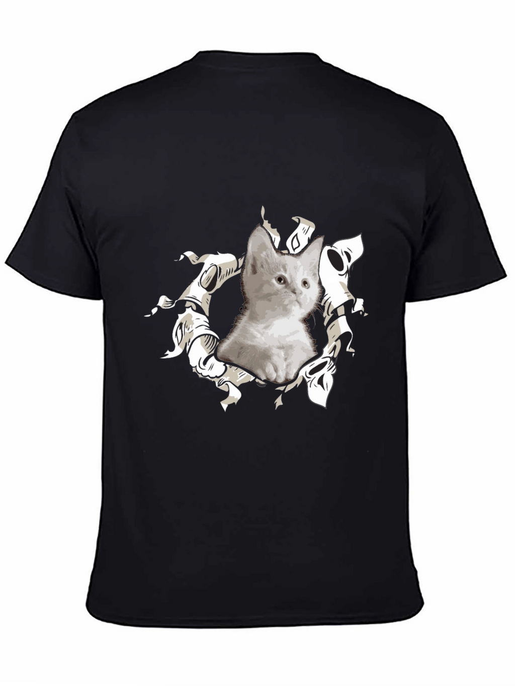 Cute Kitten Graphic Black T-Shirt