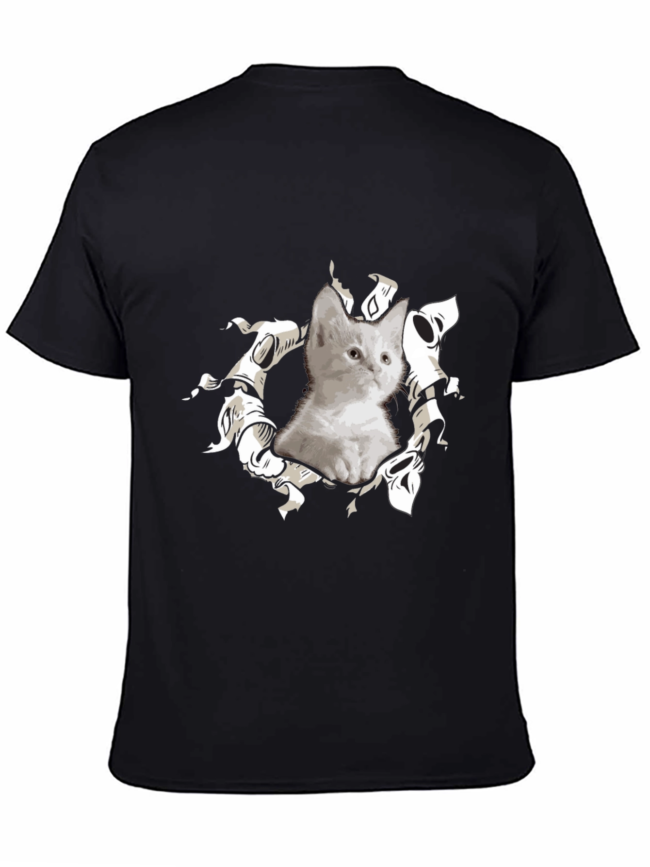 Cute Kitten Graphic Black T-Shirt