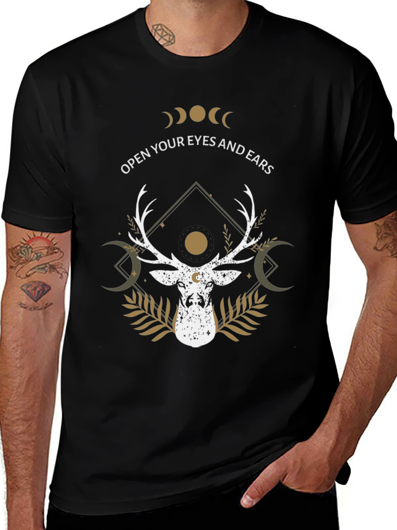 Mystic Deer Graphic Tee - Open Your Eyes