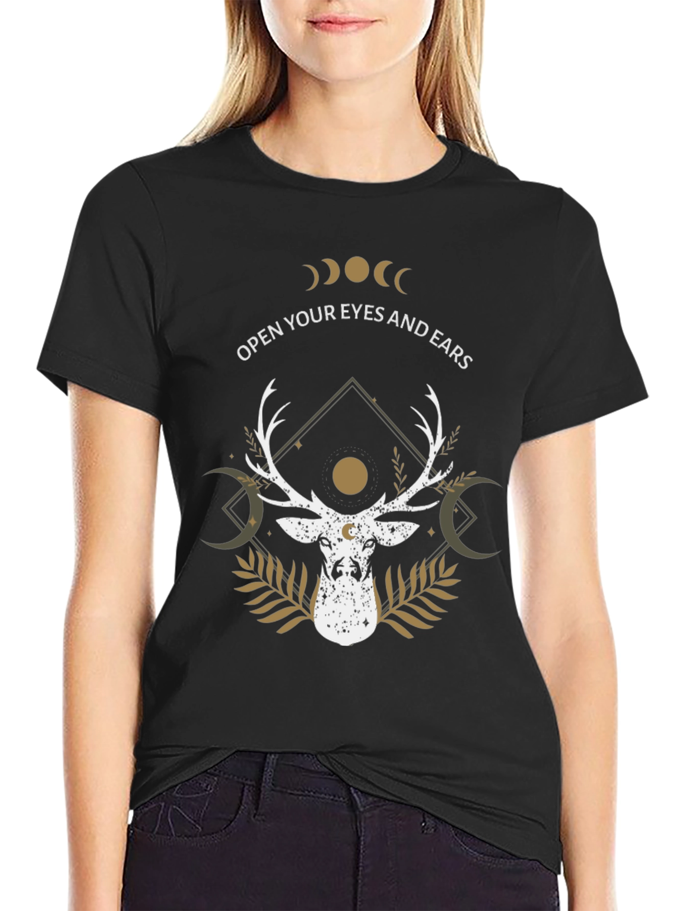 Mystic Deer Graphic Tee - Open Your Eyes