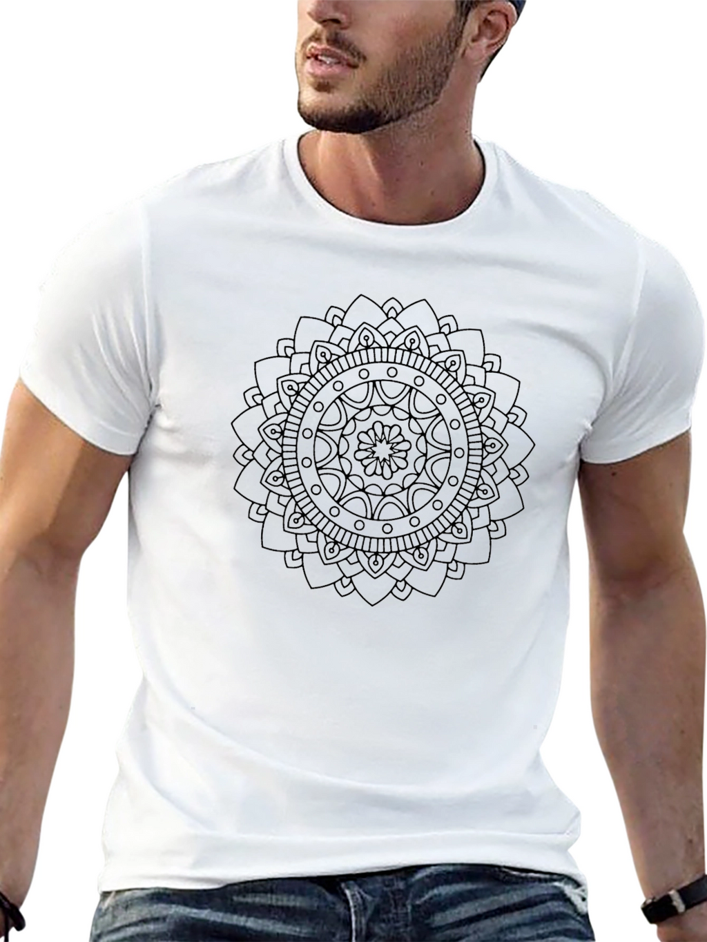Black Mandala Graphic Tee - Casual Style