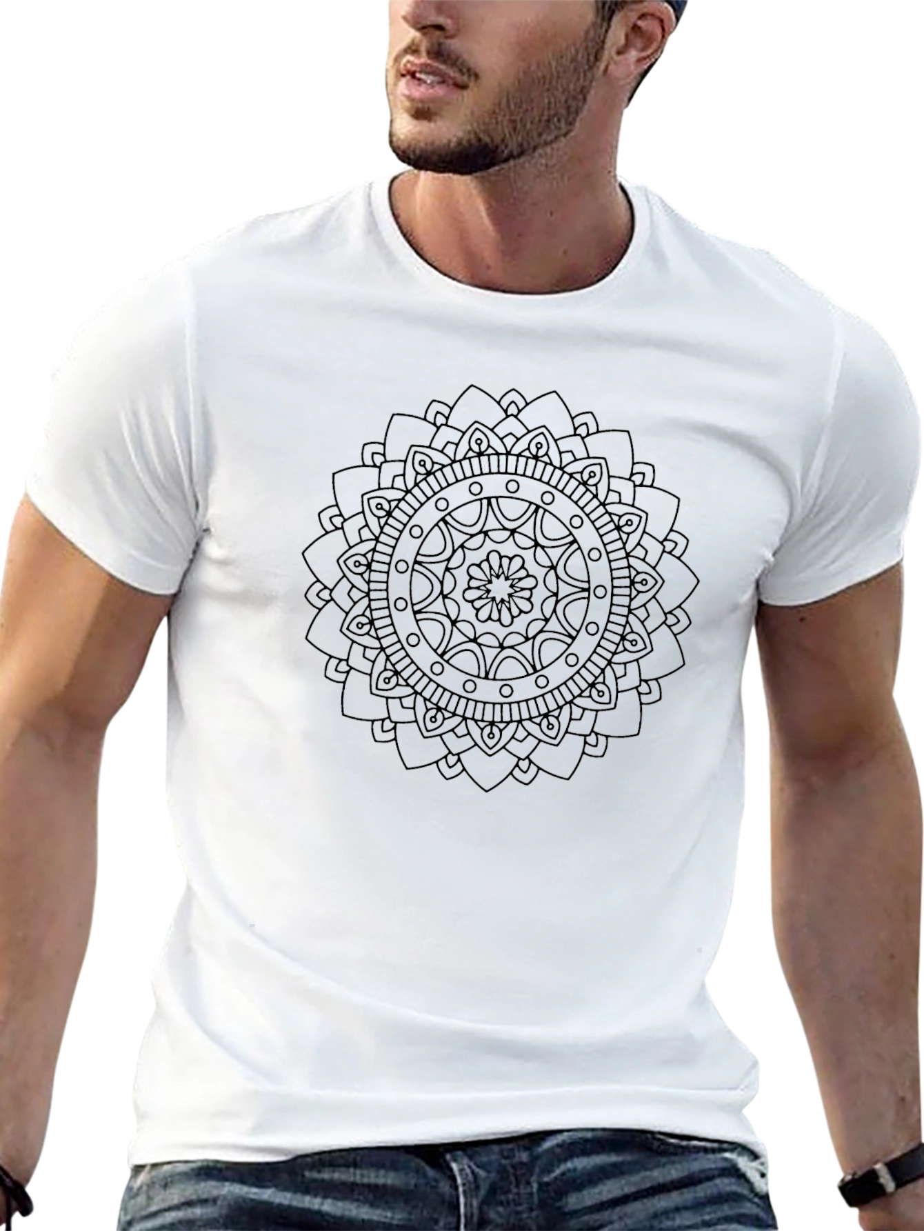 Black Mandala Graphic Tee - Casual Style