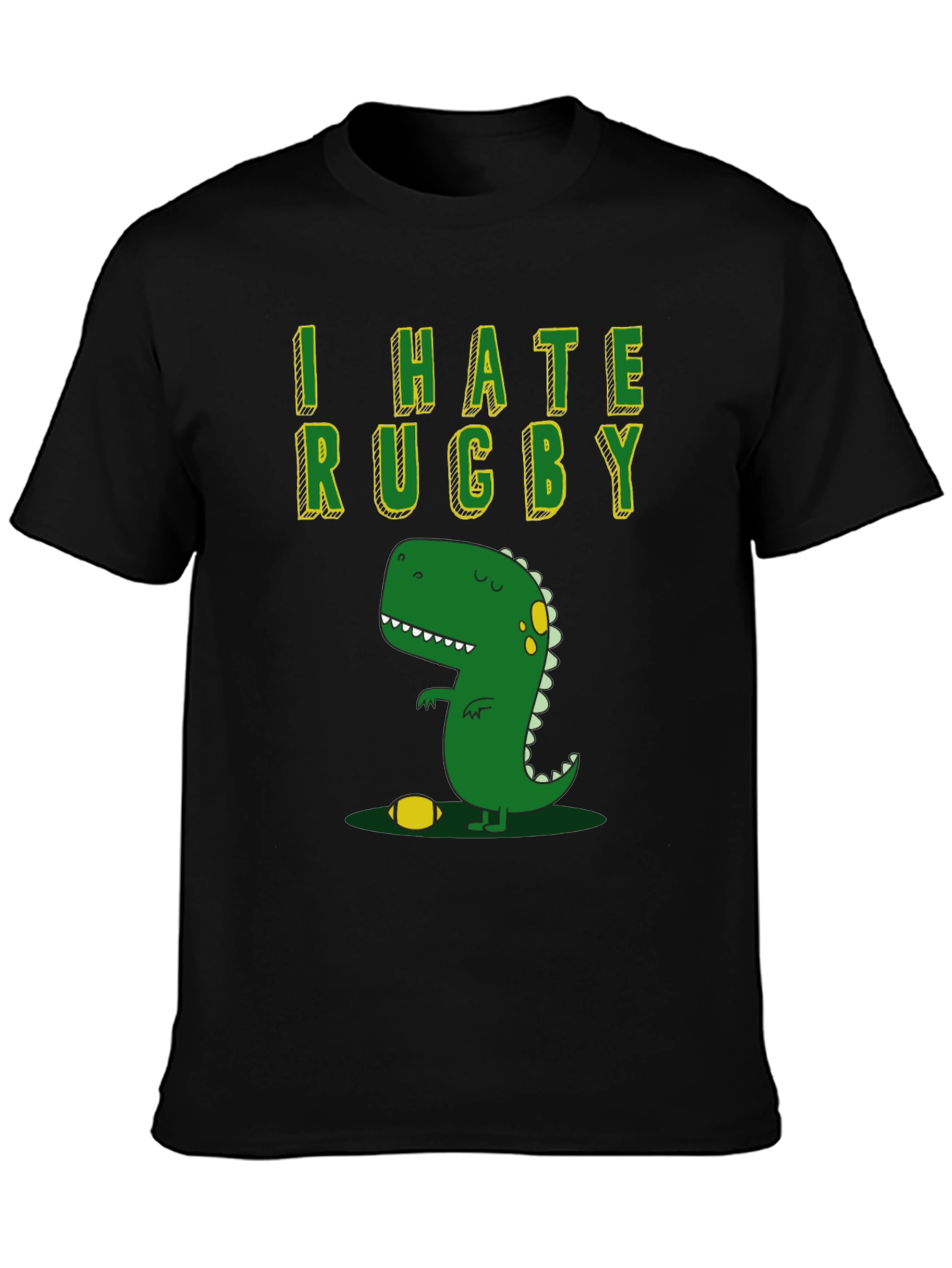 I Hate Rugby T-Shirt - Dinosaur Design