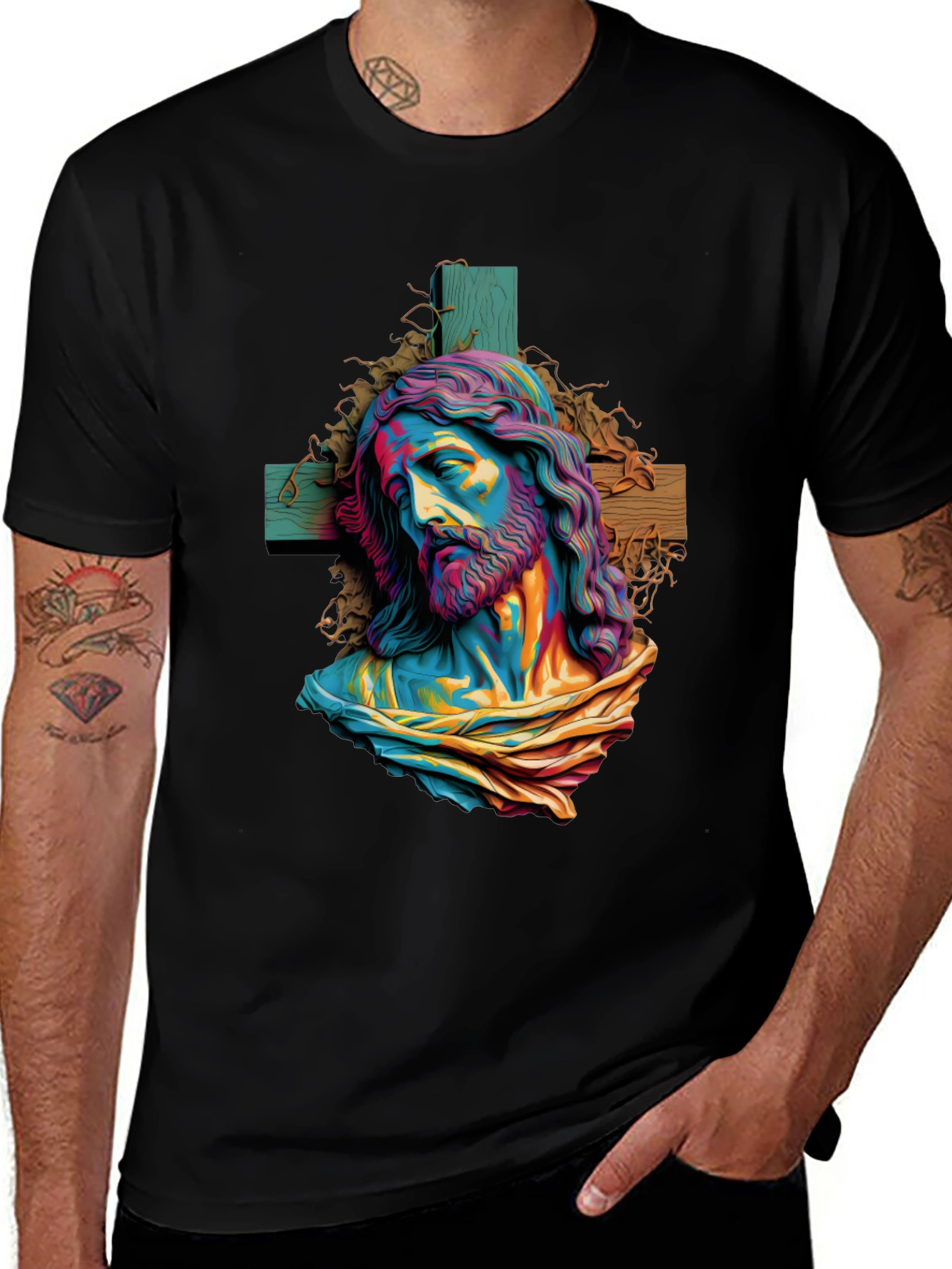 Jesus Colorful Artistic Graphic T-Shirt