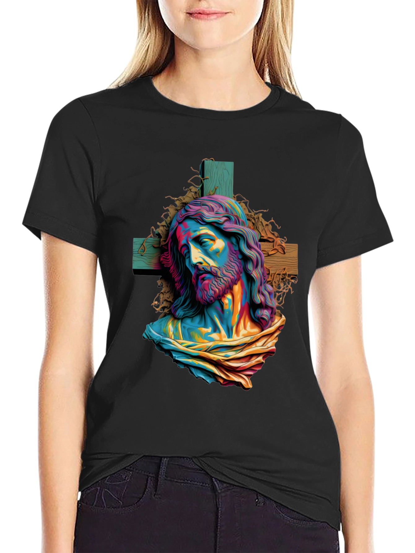 Jesus Colorful Artistic Graphic T-Shirt