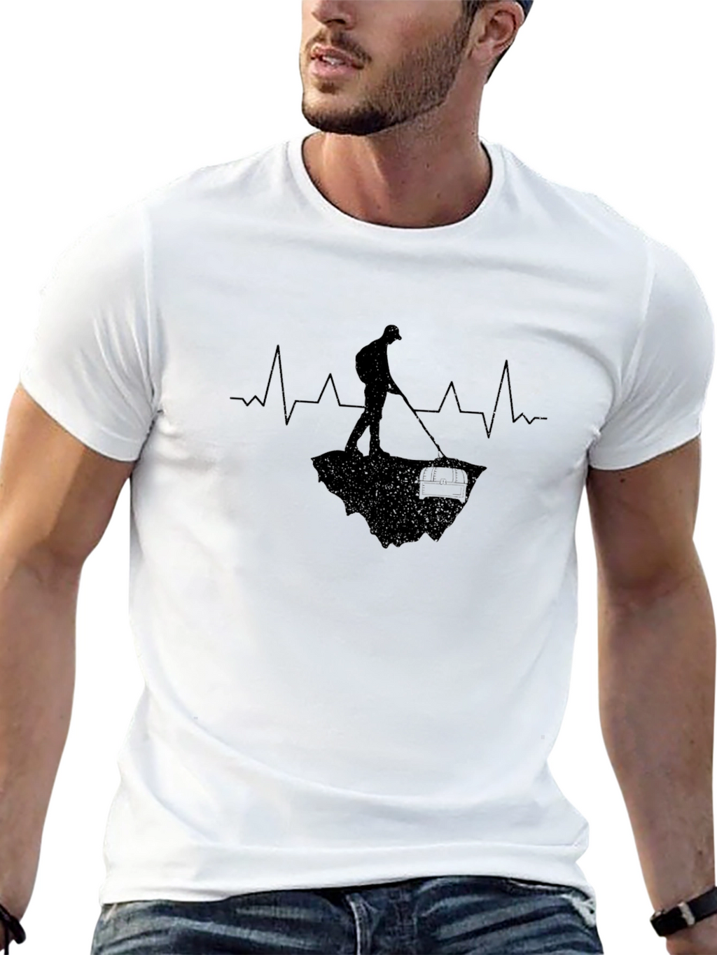 Metal Detector Heartbeat T-Shirt - Black