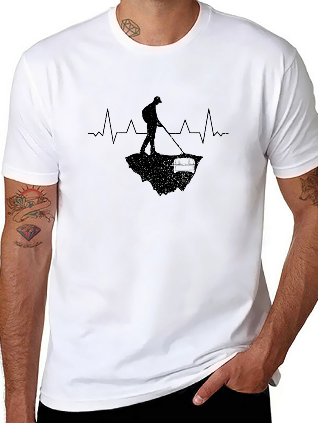 Metal Detector Heartbeat T-Shirt - Black