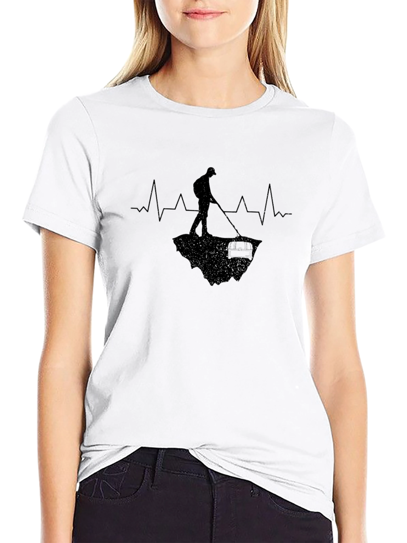 Metal Detector Heartbeat T-Shirt - Black