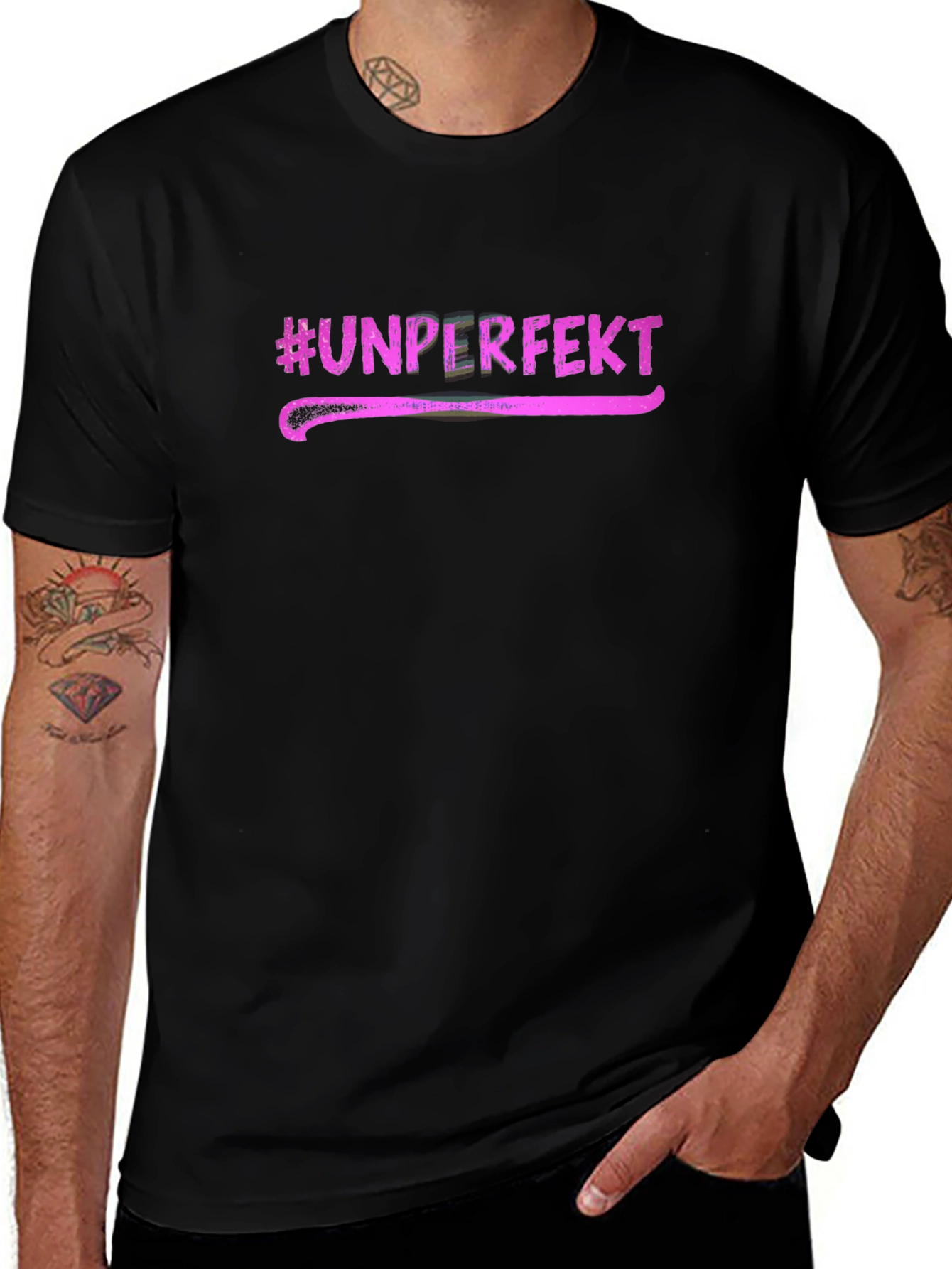 #Unperfekt Black Graphic Tee - Unique Casual Style