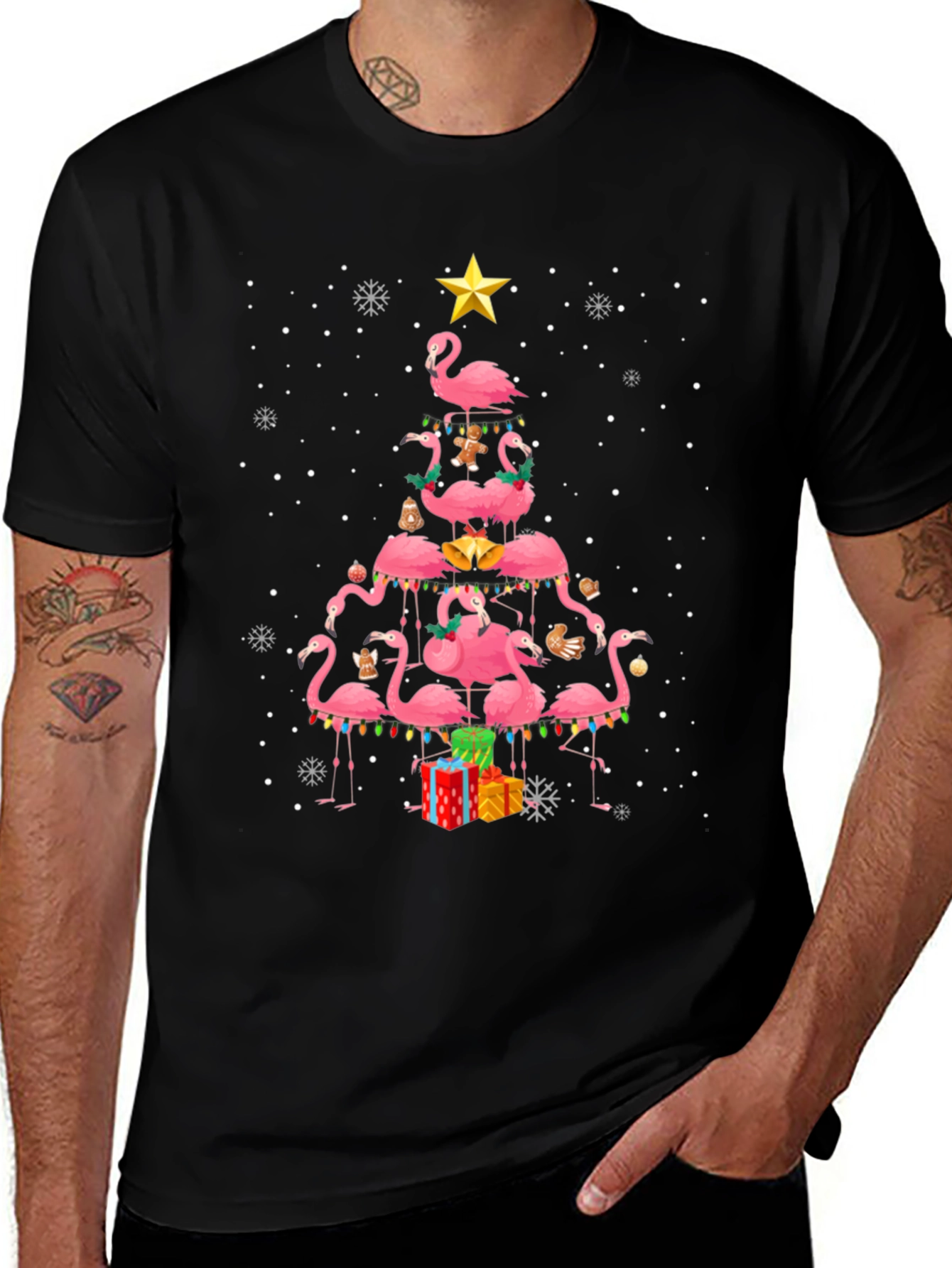 Flamingo Christmas Tree T-Shirt