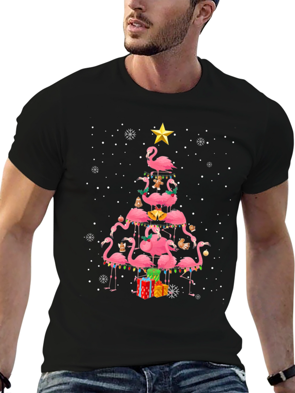 Flamingo Christmas Tree T-Shirt