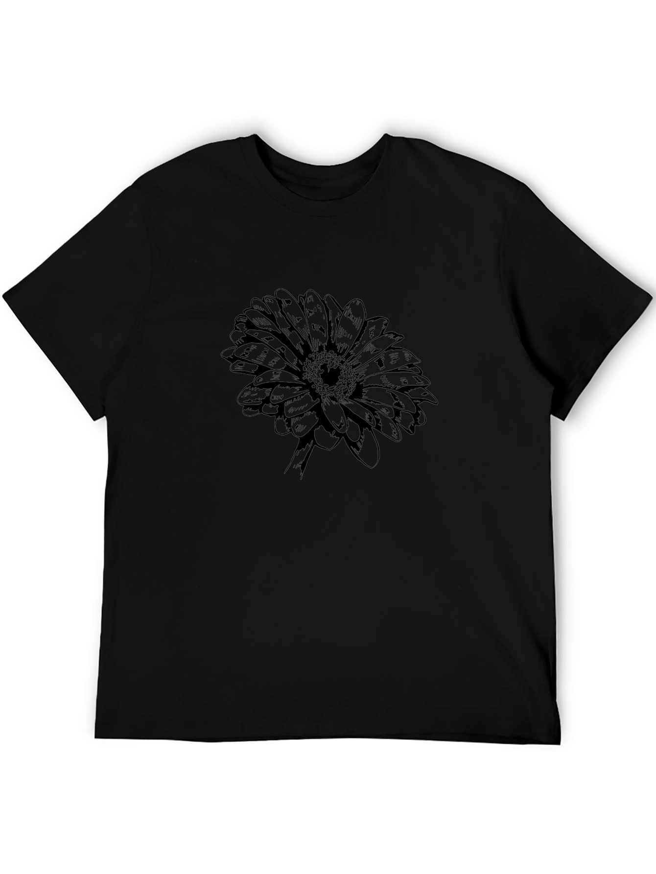Black Flower Graphic Tee - Casual Comfort