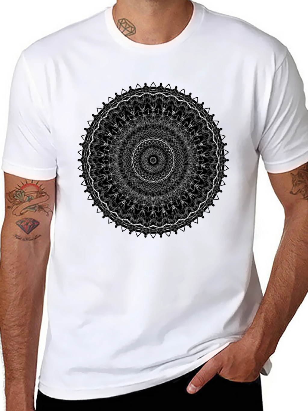 Mandala Graphic Print Black T-Shirt