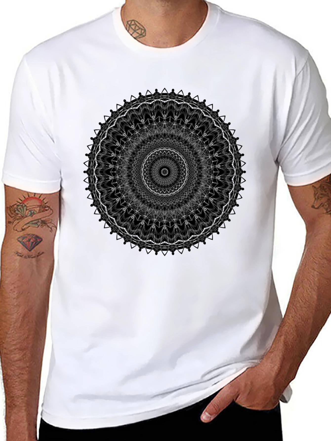 Mandala Graphic Print Black T-Shirt