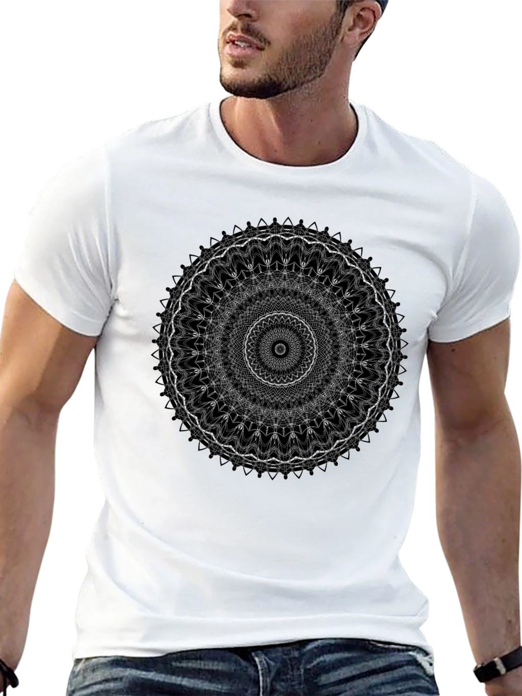 Mandala Graphic Print Black T-Shirt