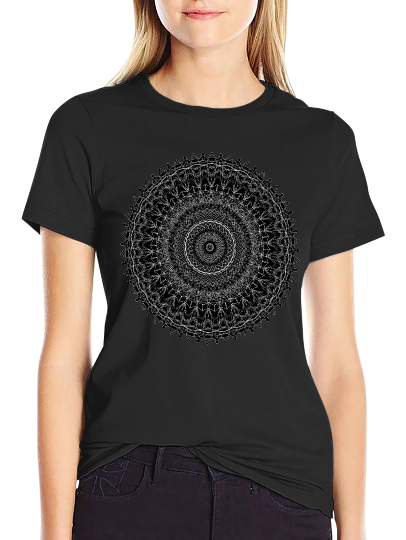 Mandala Graphic Print Black T-Shirt