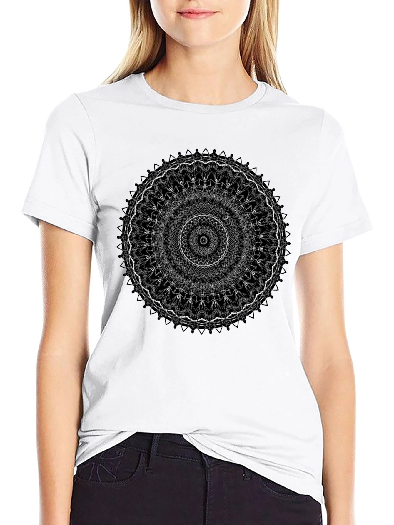 Mandala Graphic Print Black T-Shirt