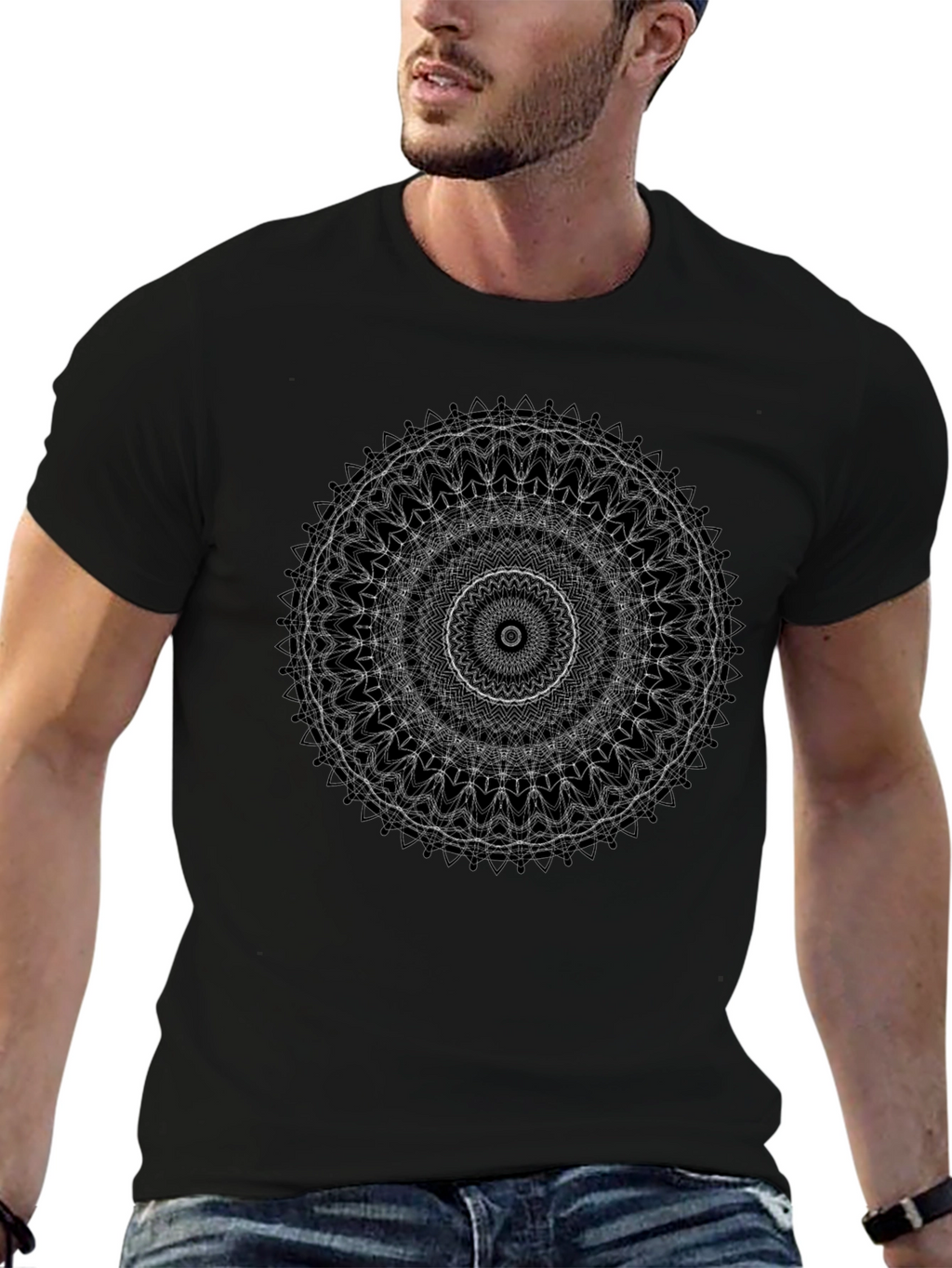 Mandala Graphic Print Black T-Shirt