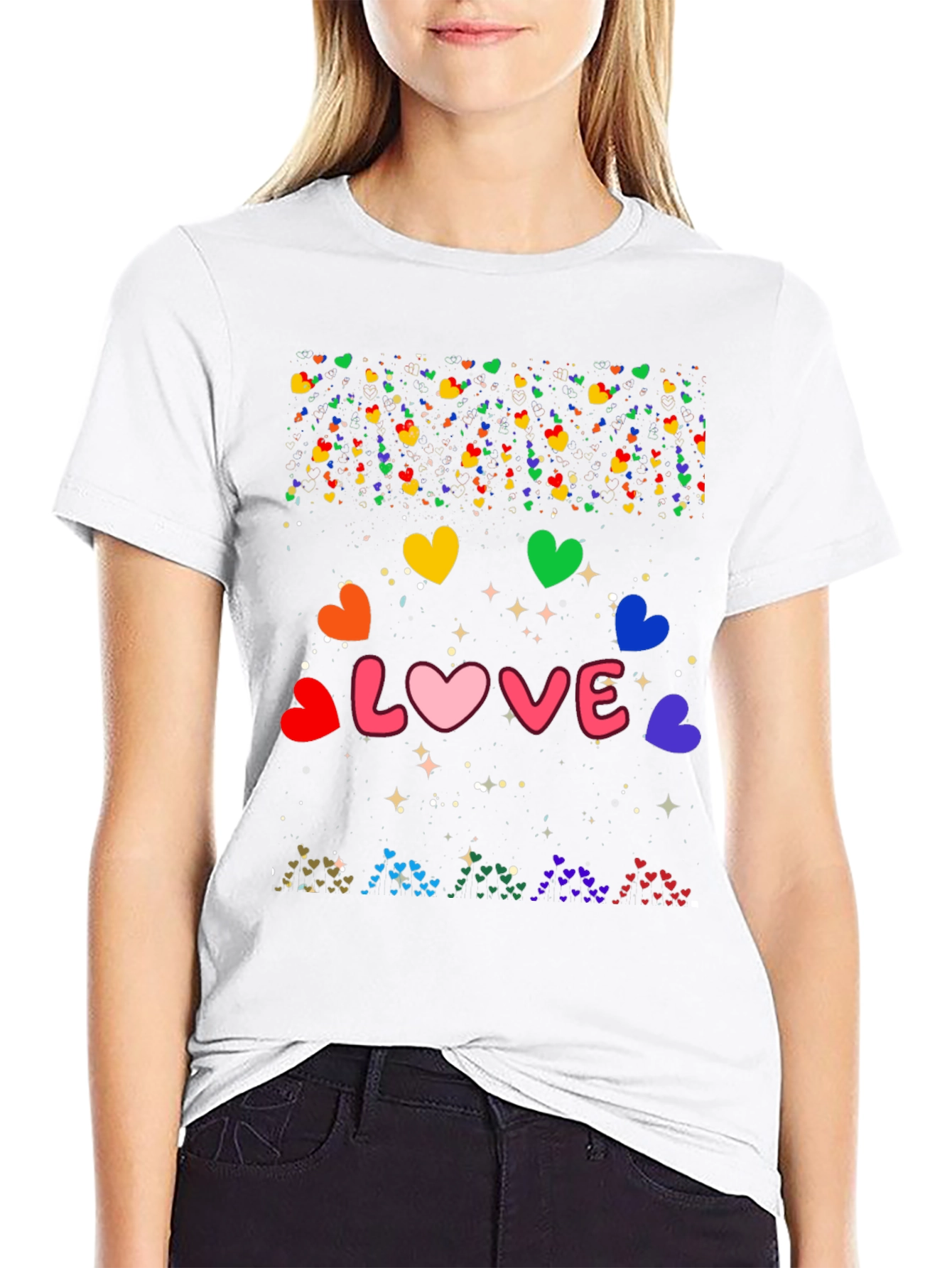 Love Hearts Graphic Tee - Black