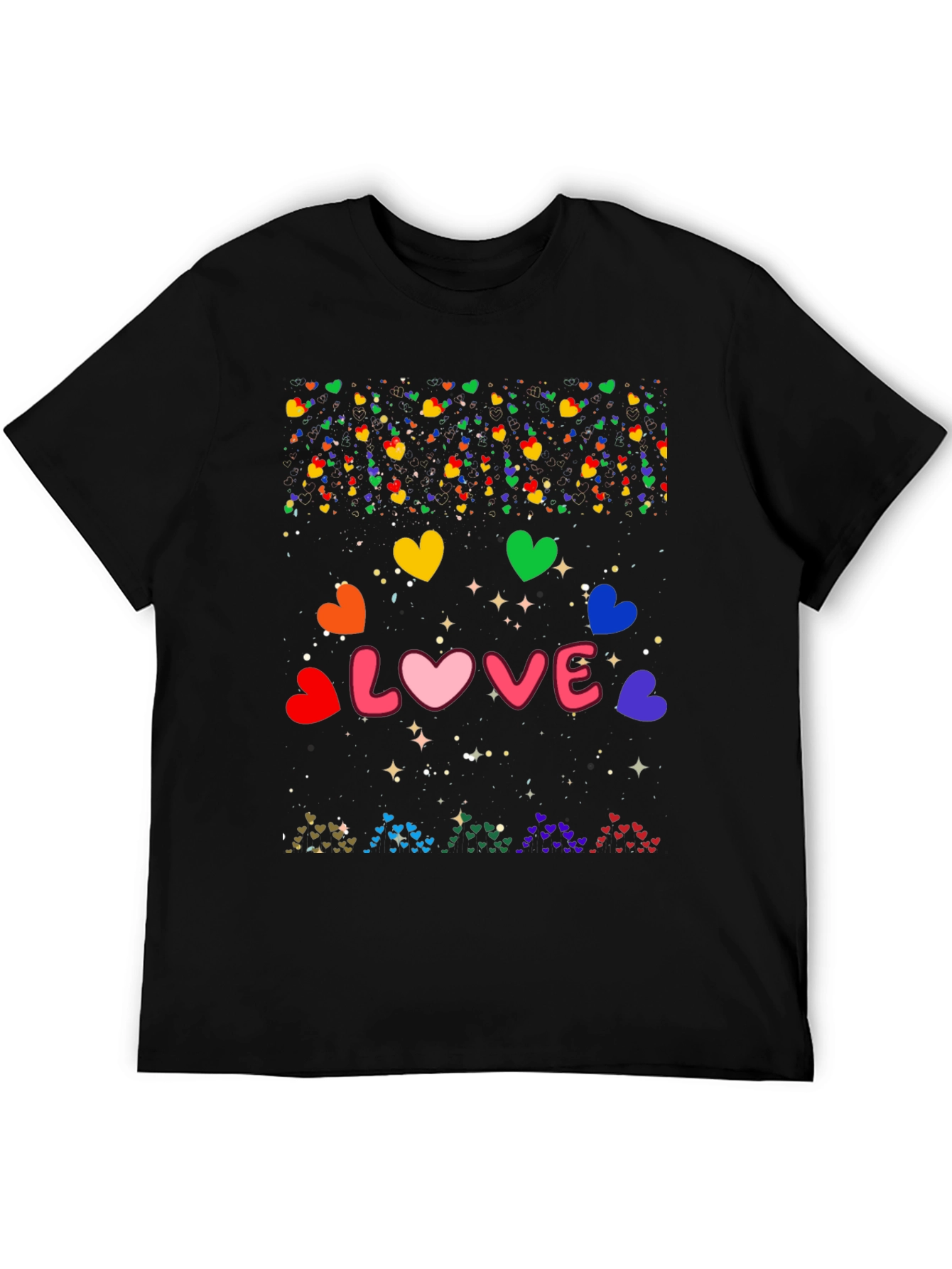 Love Hearts Graphic Tee - Black