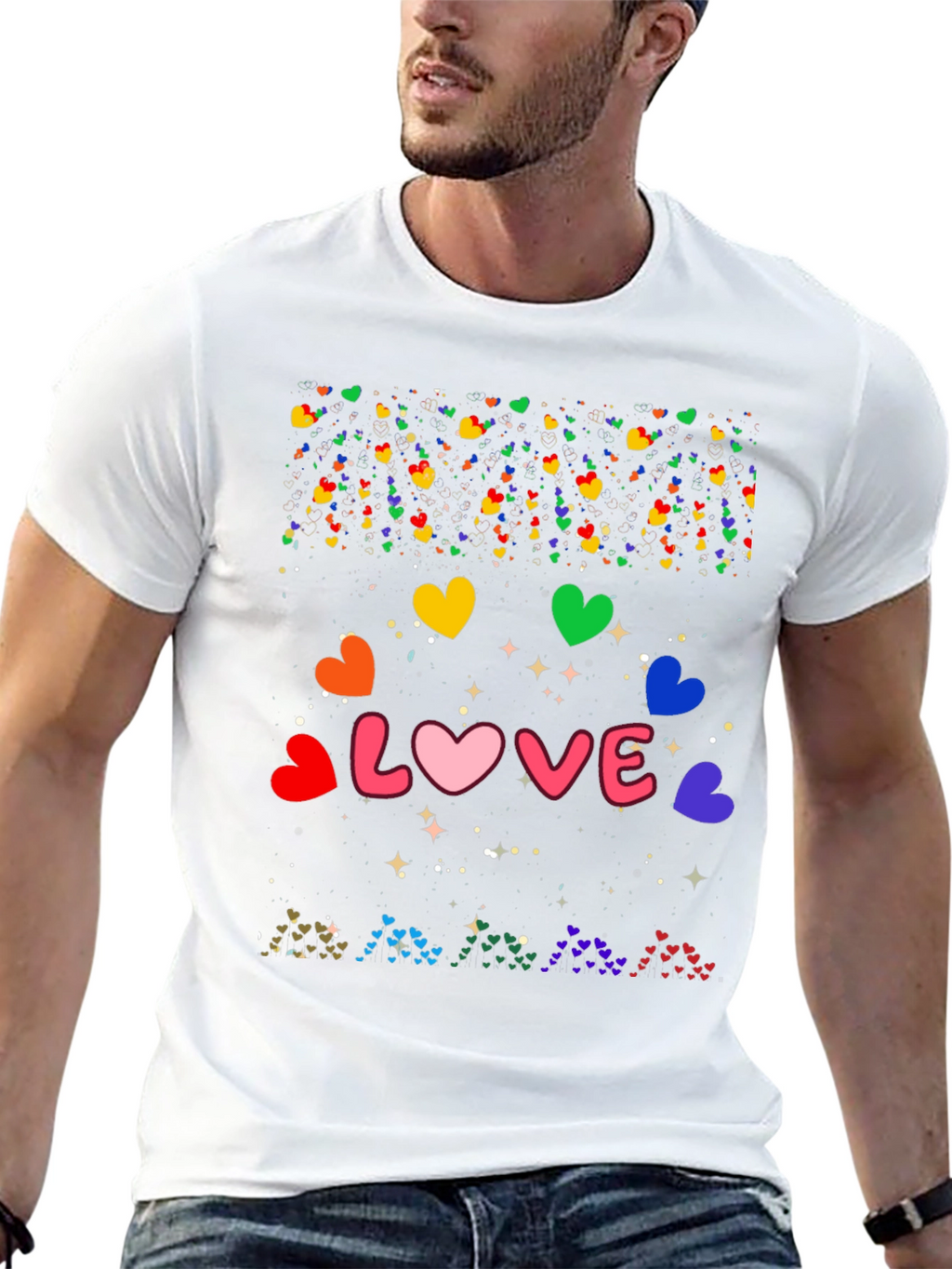 Love Hearts Graphic Tee - Black