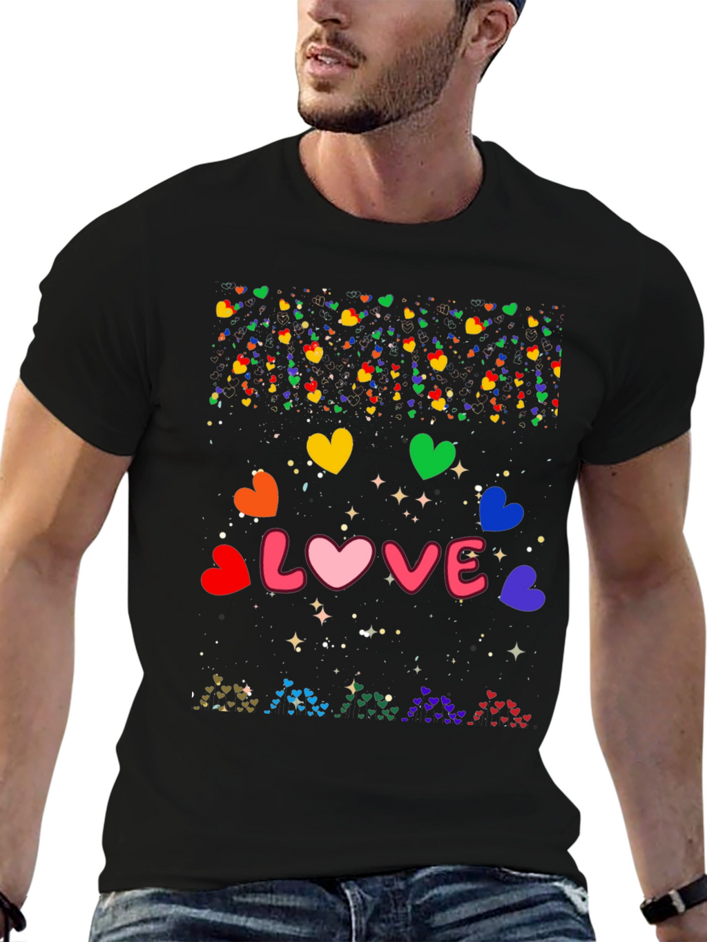 Love Hearts Graphic Tee - Black