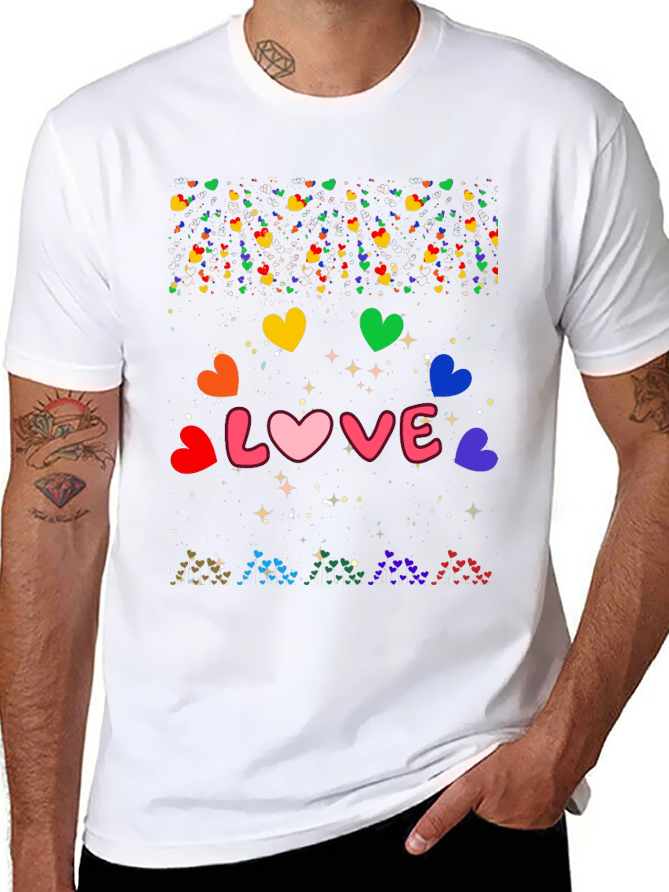 Love Hearts Graphic Tee - Black