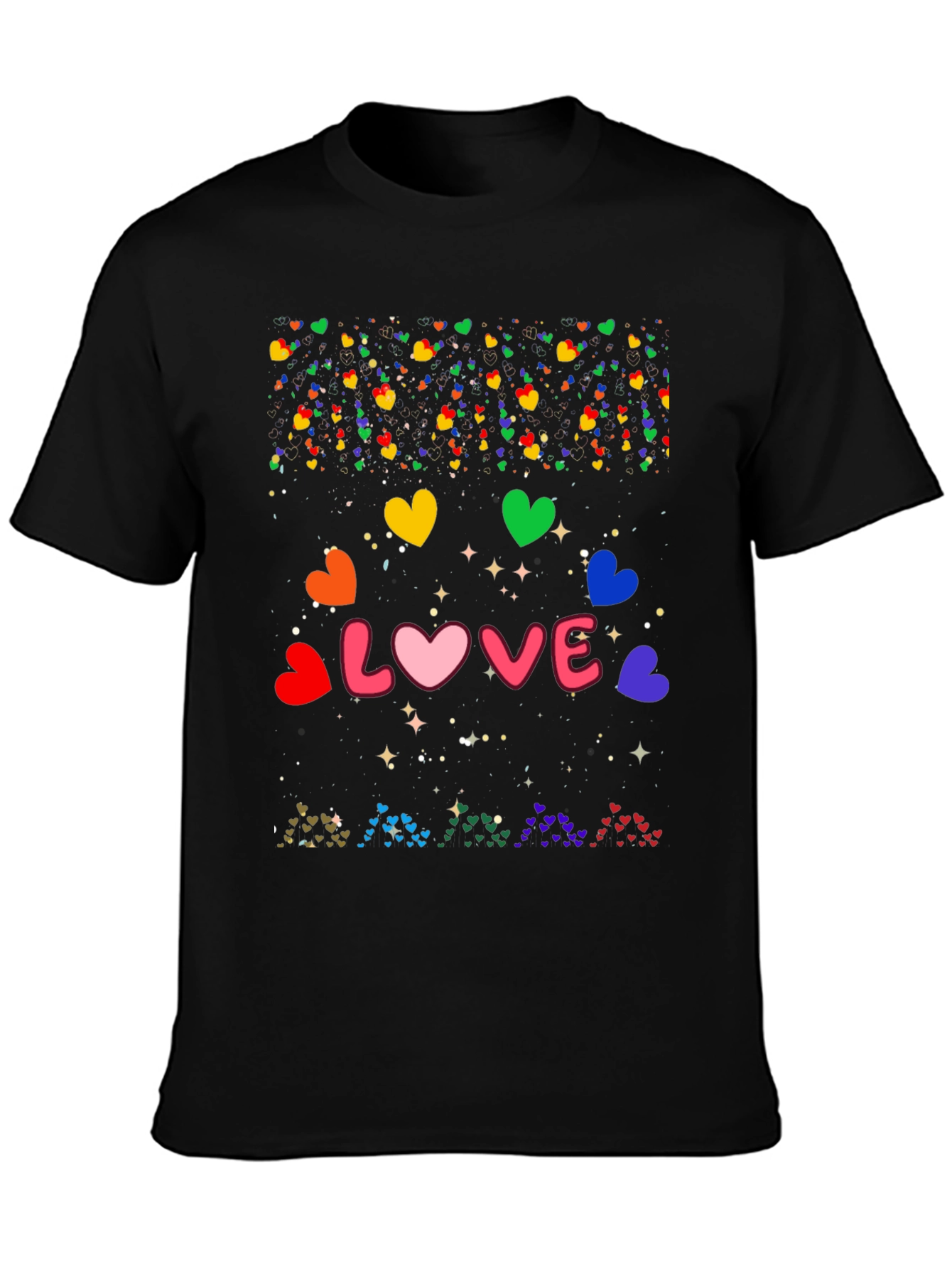 Love Hearts Graphic Tee - Black