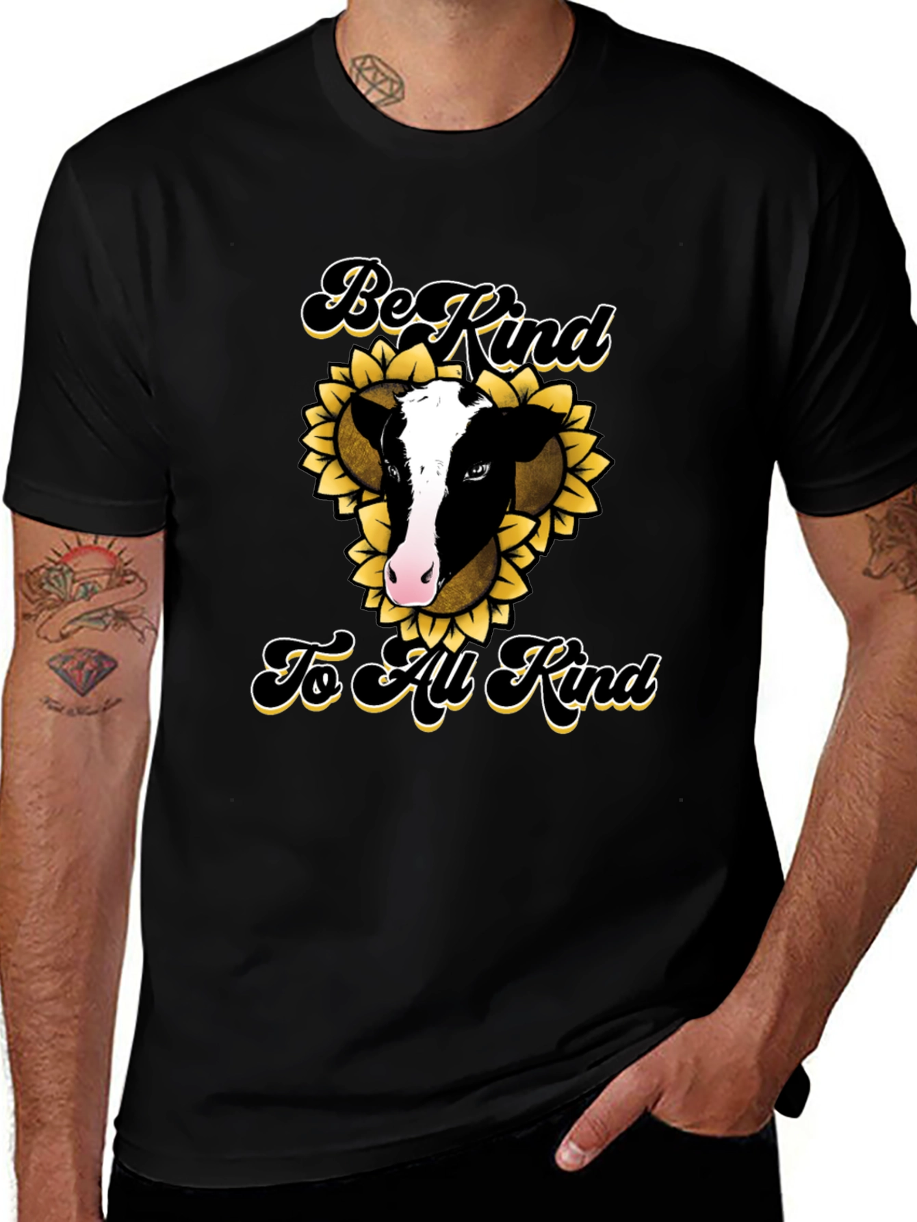 Be Kind to All Kind Cow & Sunflower Graphic Tee