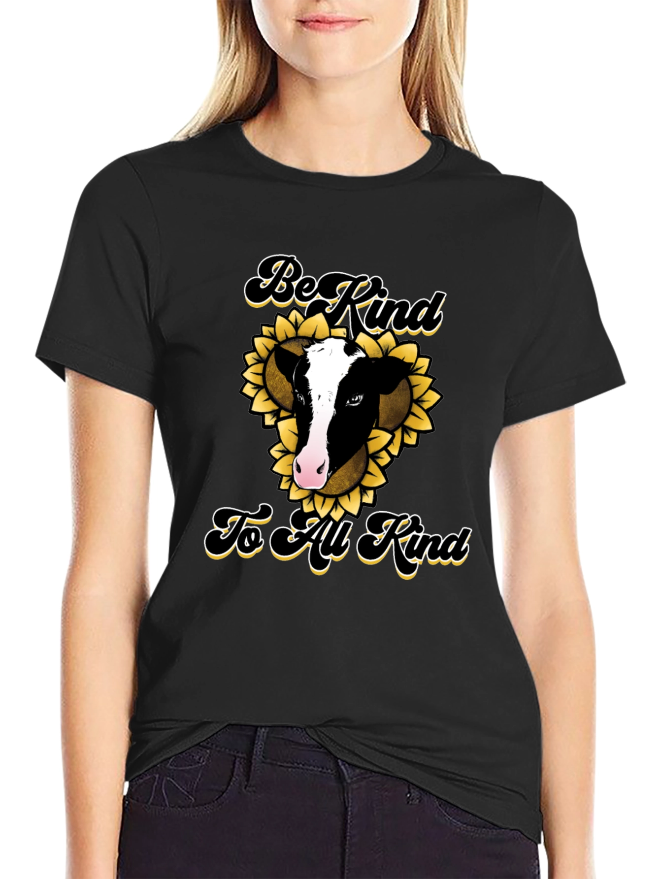 Be Kind to All Kind Cow & Sunflower Graphic Tee