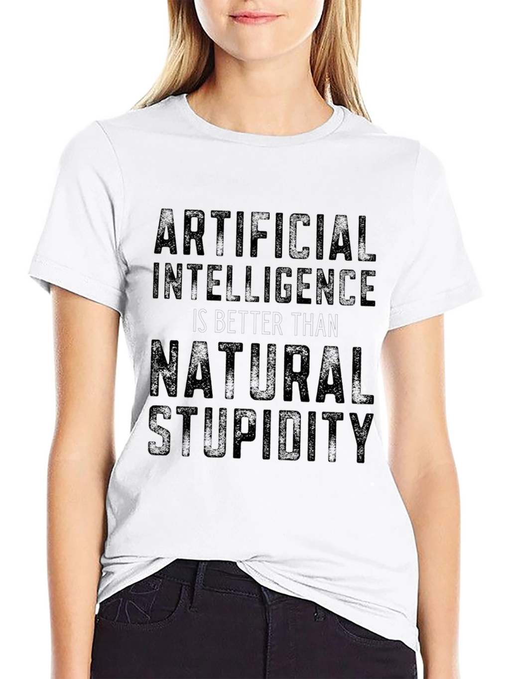Artificial Intelligence Natural Stupidity Slogan T-Shirt