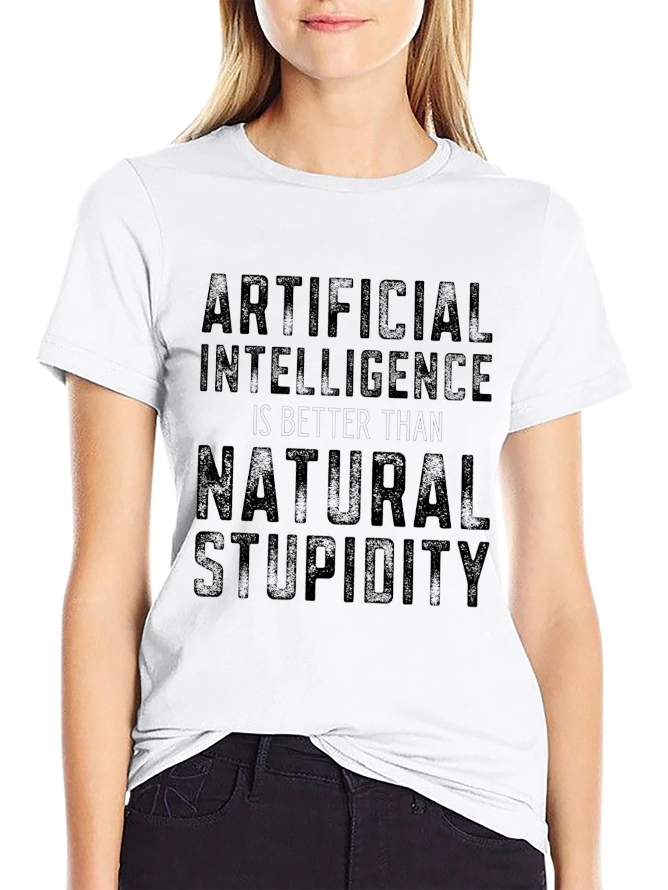 Artificial Intelligence Natural Stupidity Slogan T-Shirt