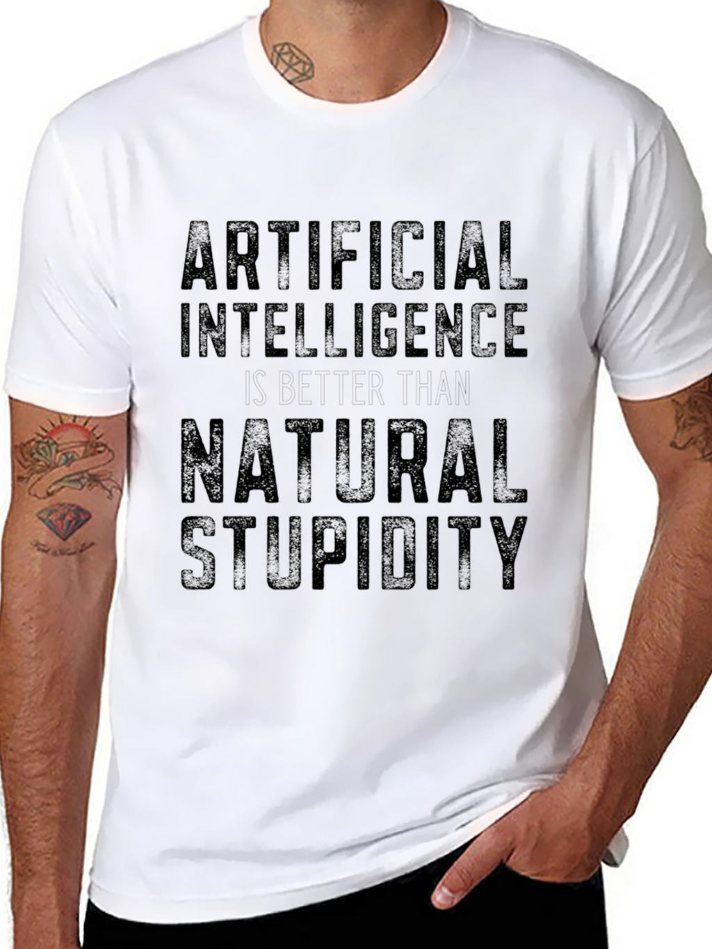 Artificial Intelligence Natural Stupidity Slogan T-Shirt