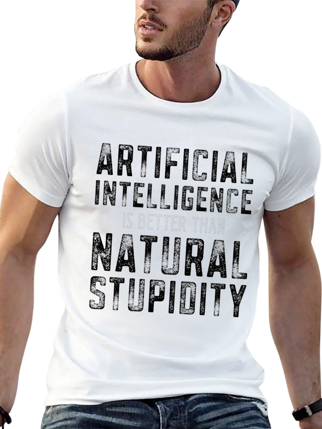 Artificial Intelligence Natural Stupidity Slogan T-Shirt