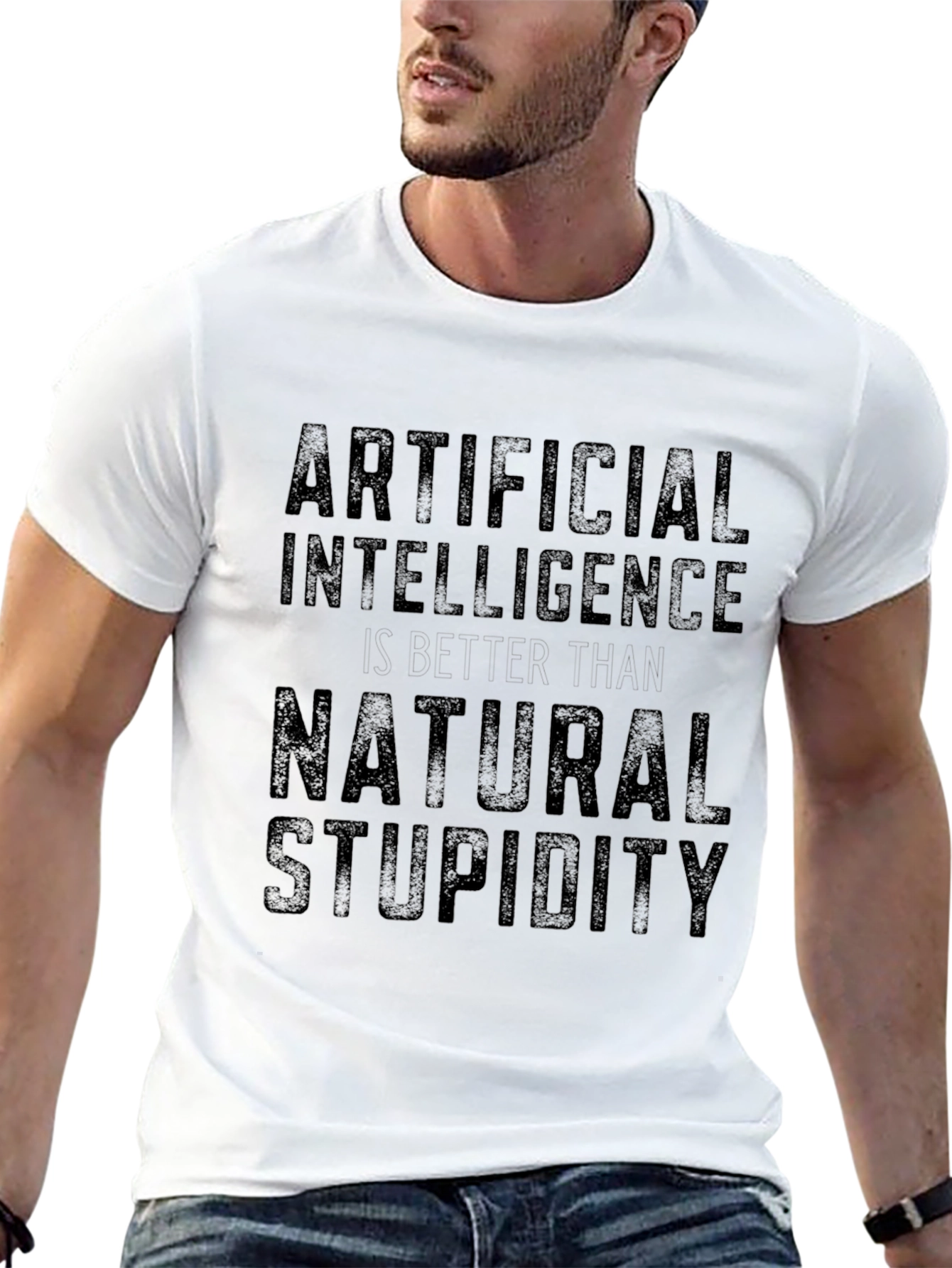 Artificial Intelligence Natural Stupidity Slogan T-Shirt