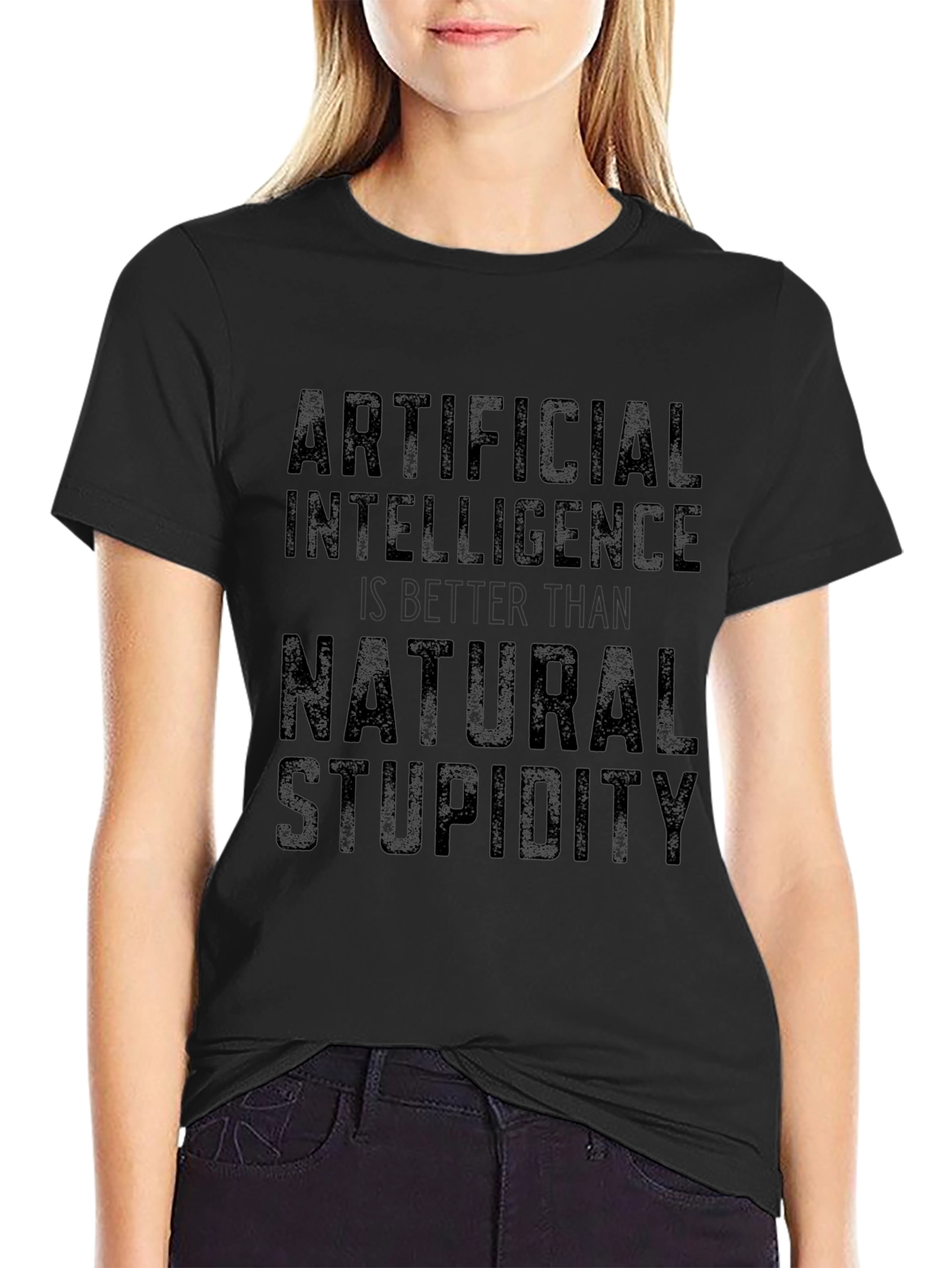 Artificial Intelligence Natural Stupidity Slogan T-Shirt