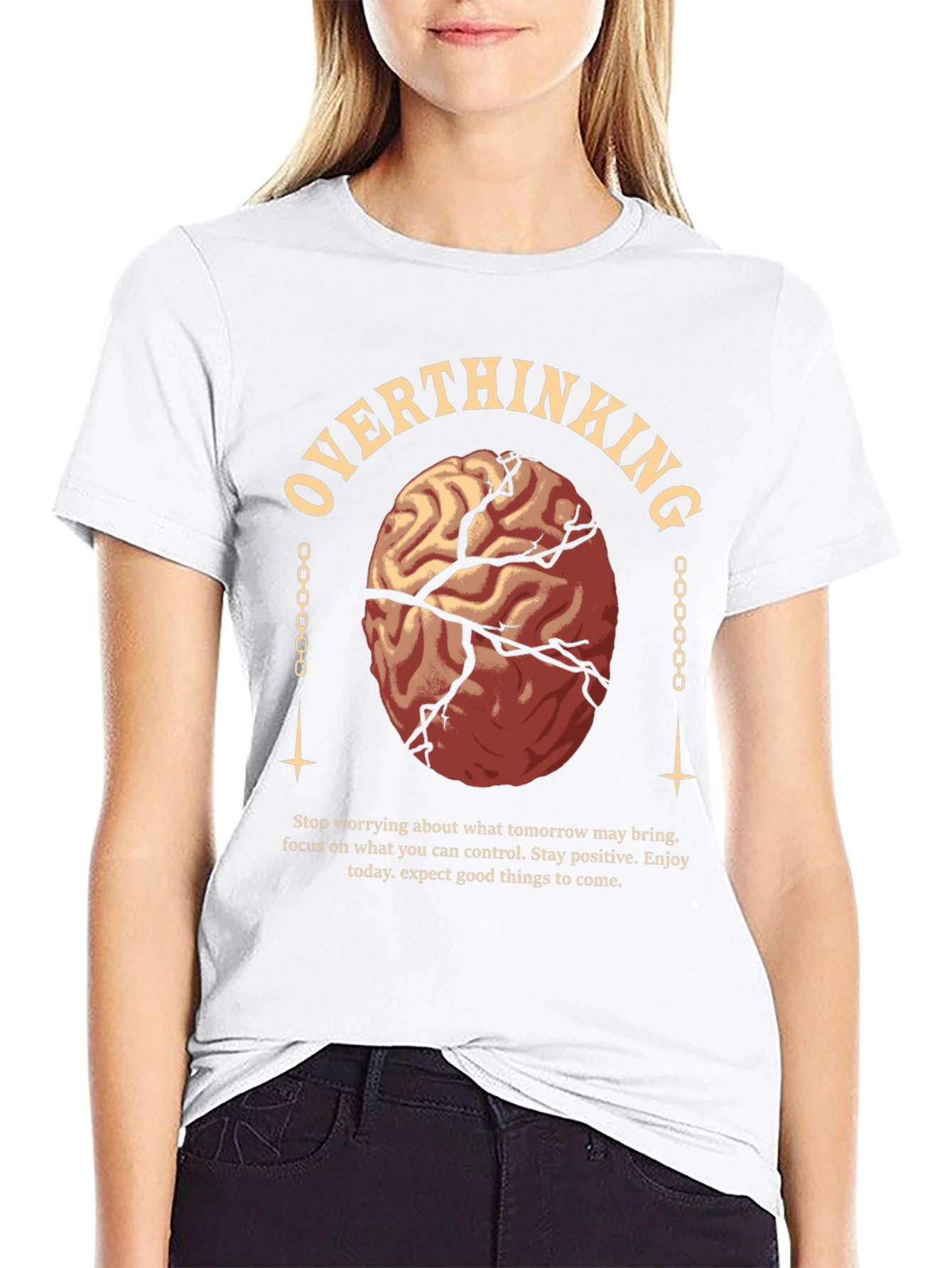 Overthinking Brain Graphic Tee - Black