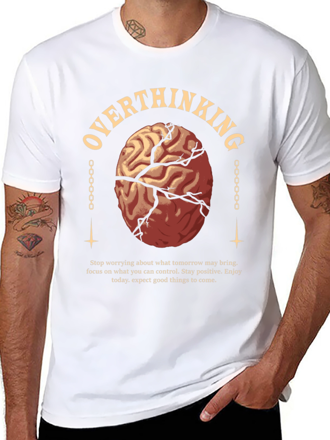 Overthinking Brain Graphic Tee - Black