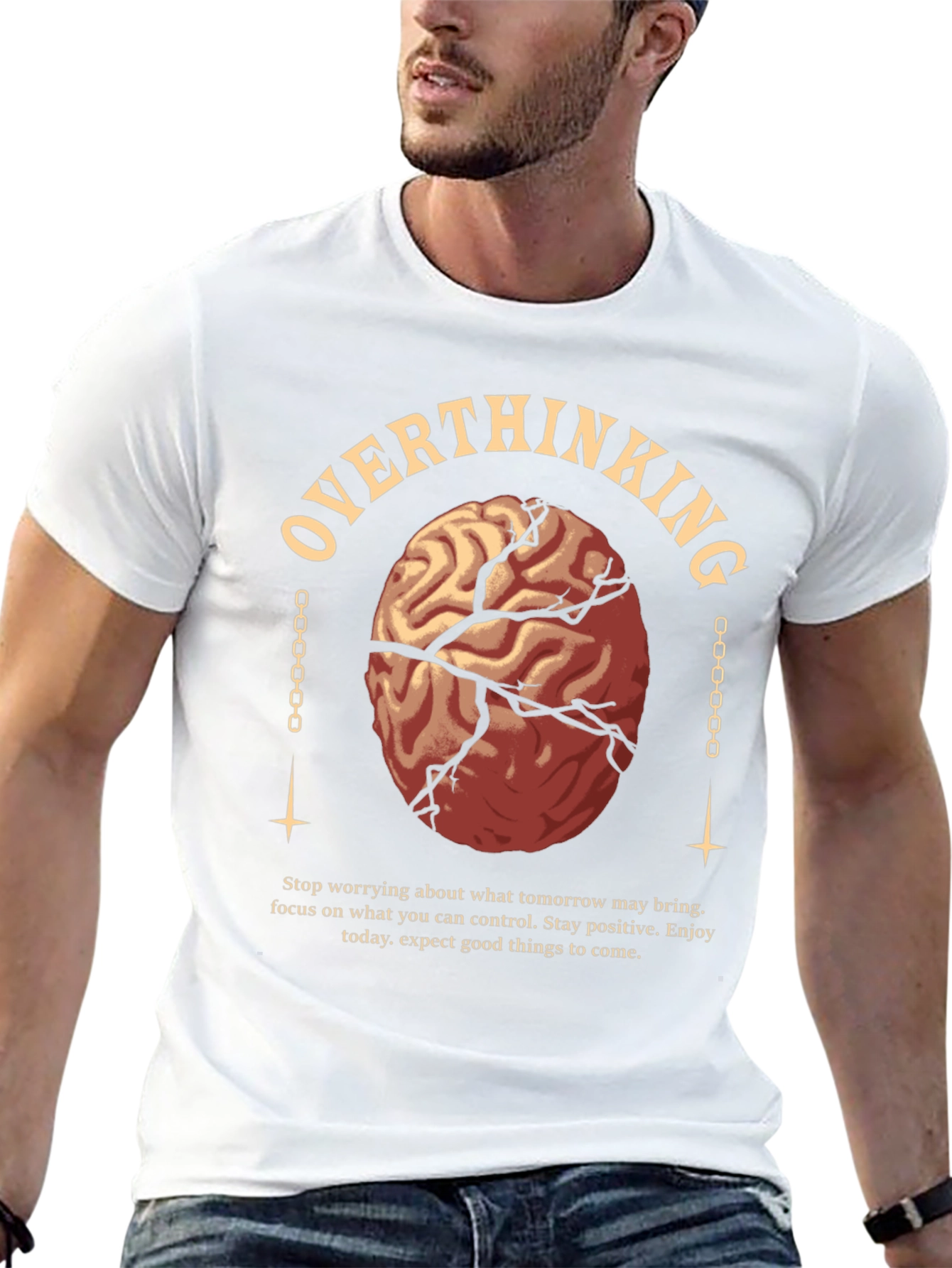 Overthinking Brain Graphic Tee - Black
