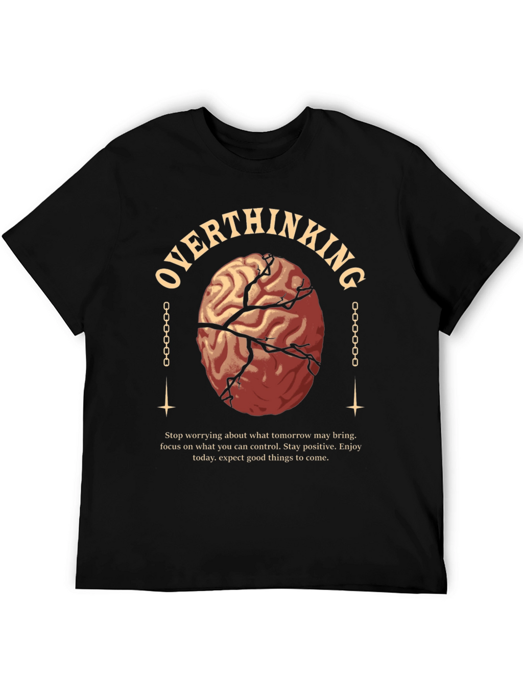 Overthinking Brain Graphic Tee - Black