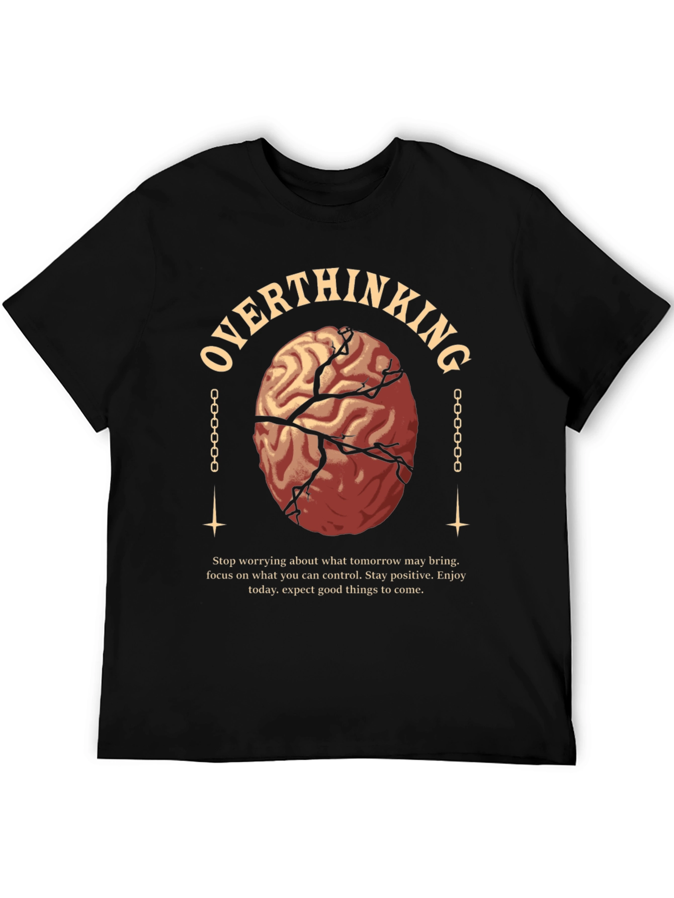 Overthinking Brain Graphic Tee - Black